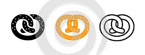 Pretzel icon. Oktoberfest symbol in flat design. Vector illustration