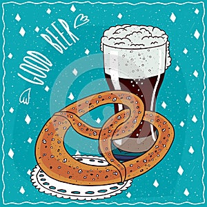 Pretzel or kringle with glass of stout or porter