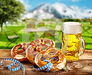 Pretzels and pint of beer to celebrate Oktoberfest