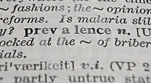 Prevalence dictionary definition close-up photo