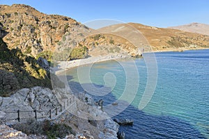 Preveli beach and Libyan sea. Crete. Greece photo