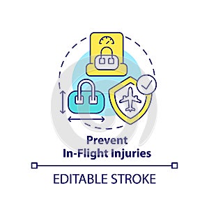 Prevent in-flight injuries concept icon