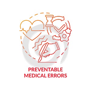 Preventable medical errors red gradient concept icon