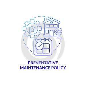 Preventative maintenance policy blue gradient concept icon