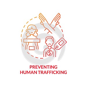 Preventing human trafficking red concept icon