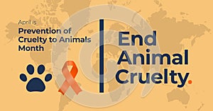Prevention of cruelty to animals month campaign banner. Rights and justice advocacy. Fostering welfare of all beings