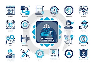 Preventive Maintenance solid icon set