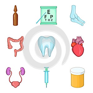 Preventorium icons set, cartoon style