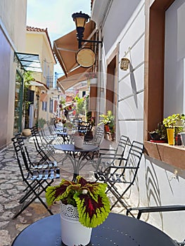 Preveza city alleys cafe, near to city clock , epirus greece