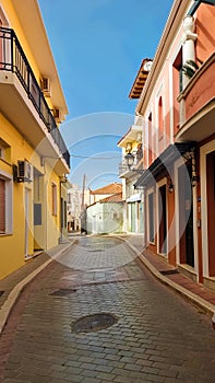 prevezza city alleys seitan pazar area in spring greece