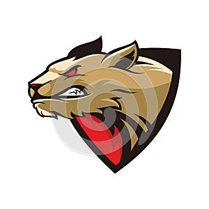 Angry shield dog logo design photo