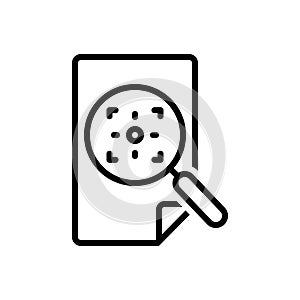 Black line icon for Preview, magnifier and search