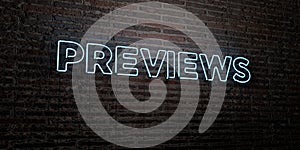 PREVIEWS -Realistic Neon Sign on Brick Wall background - 3D rendered royalty free stock image