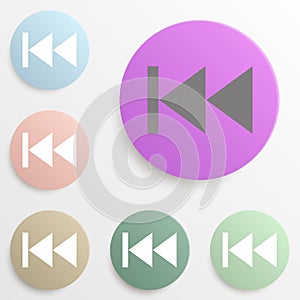 Previous music badge color set. Simple glyph, flat vector of web icons for ui and ux, website or mobile application