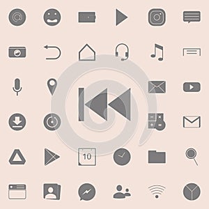 Previous music icon. Detailed set of minimalistic icons. Premium quality graphic design sign. One of the collection icons for webs