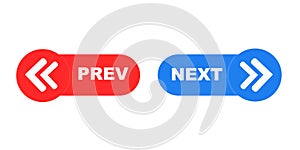 Previous and next button. prev next buttons arrow. Left right arrow icon. Back and Next buttons suitable for apps and websites ui
