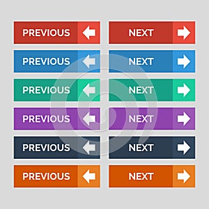 Previous and next flat buttons on grey background.