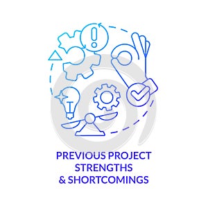 Previous project strengths and shortcomings blue gradient concept icon