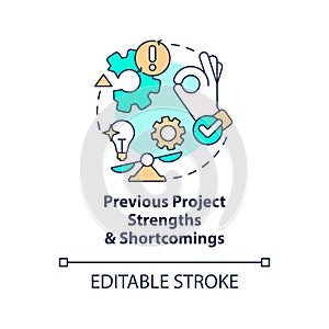 Previous project strengths and shortcomings concept icon