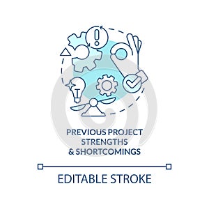 Previous project strengths and shortcomings turquoise concept icon