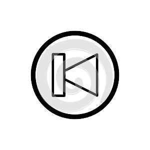 Previous track button icon. Vector illustration outline on white.