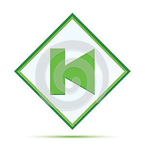 Previous track icon modern abstract green diamond button