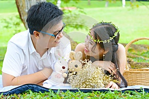 Prewedding photo of asian young couple