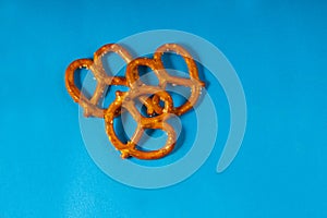 Prezels on a blue background