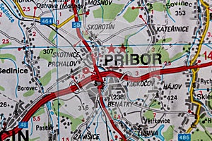 Pribor, Czechia, on a road m