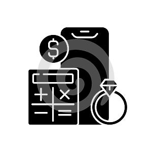 Price calculation black glyph icon