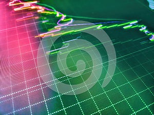 Price chart bars. Finance business background. Stock exchange graph. Financial and stock exchange data on computer screen. Using