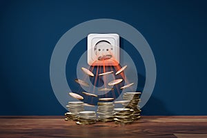 Price of electricity costs financial concept