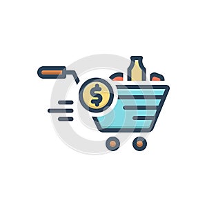 Color illustration icon for Price, cost and retall