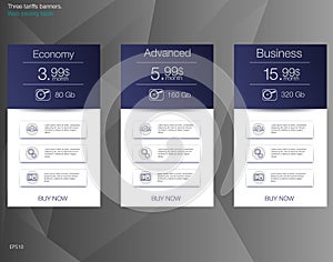 Price list for hosting, banner for the tariffs and price lists. Web elements.