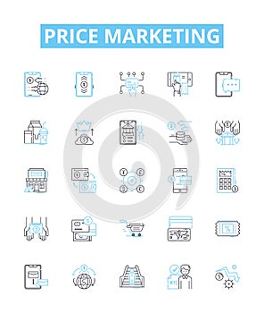 Price marketing vector line icons set. Pricing, Marketing, Cost, Strategy, Promotion, Sales, Discounts illustration