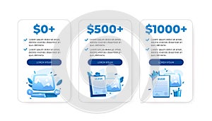 Price plan table, comparison charts with cost