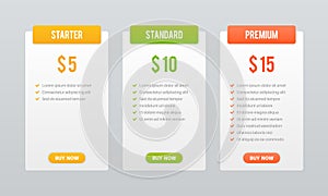 Price plans. Comparison table pricing grid, checklist price chart compare products tariff plan, business graphic for