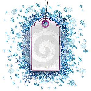 Price Sticker Blue Snowflakes Percents