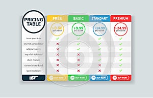 Price Table Template banner with five Plan Design