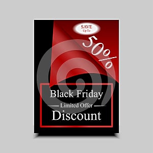 Price tag banner, Black Friday, Limited Offer Discount, peeled off Banner Design, Used For Poster, Web Advertisement, Vector