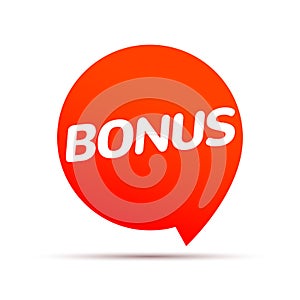 Price tag BONUS button. Offer red ribbon bonus sticker