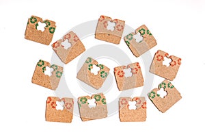 Price Tag Bread Clip on white background. Recycled cardboard paper tags on bread bag use to tell you which day of the week bread