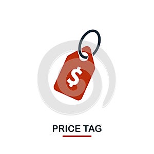 Price Tag icon in two colors. Creative black and red design from e-commerce icons collection. Pixel perfect simple price tag icon