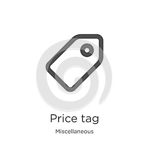 price tag icon vector from miscellaneous collection. Thin line price tag outline icon vector illustration. Outline, thin line