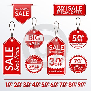 Price tag set. Sale and discount labels collection. Price off stickers. Vector illustration