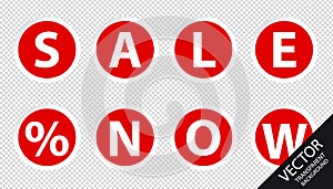 Price Tags Sale Set - Red Vector Buttons - Isolated On Transparent Background