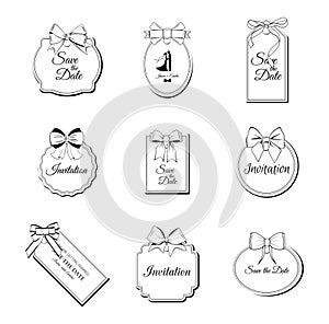 Price Tags with Twine Bows Set. Paper Label Design Vector Illustration EPS10