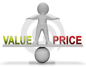 Price Vs Value Balance Comparing Cost Outlay Against Financial Worth - 3d Illustration