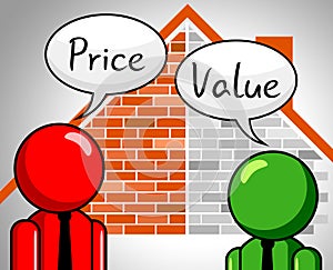 Price Vs Value Men Comparing Cost Outlay Against Financial Worth - 3d Illustration photo