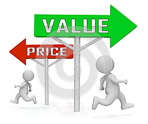 Price Vs Value Signs Comparing Cost Outlay Against Financial Worth - 3d Illustration